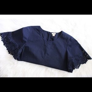 J. Crew Laser Cut Eyelet bell top